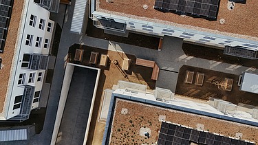 Bird's-eye view of the roofs of the Hedelsheim residential quartet