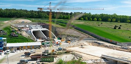 Foto Außenansicht Tunnelröhren Albabstieg NBS Wendlingen-Ulm