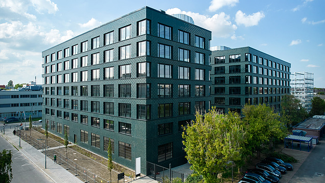 Photo of the exterior of the INK - Inspire Neukölln office complex 