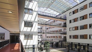 Interior with inner courtyard of a hospital