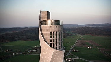 The TK Elevator Test Tower in Rottweil, view of the visitor platform