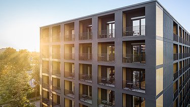 Exterior view of the balconies of the aparthotel in Eschborn