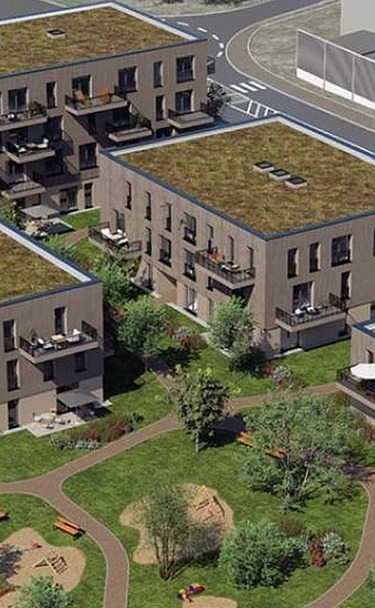 Visualization of four residential buildings