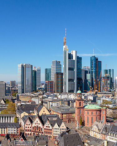 Photo of the skyline of the metropolitan city of Frankfurt am Main