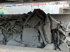 Picture of the dewatered sludge after the chamber filter press