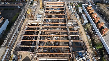 Luftaufnahme des Baus der U5 Hamburg Los 1