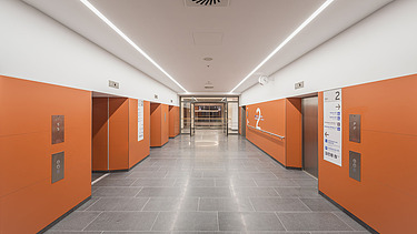 Interior view of a hospital corridor