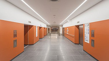 Interior view of a hospital corridor