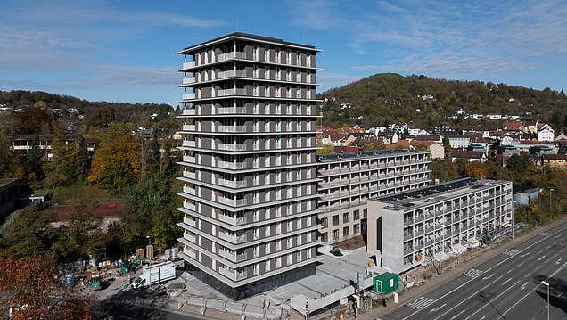 Foto von dem Holz-Hybridhochhaus CARL in Pforzheim