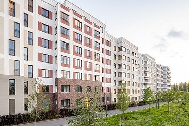 Exterior view of the Südkreuz district in Berlin-Schöneberg with different facades