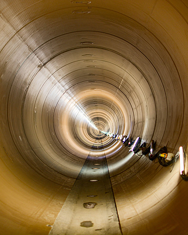 Foto Arbeiter auf der Baustelle des Grubenwasserkanals Ibbenbüren