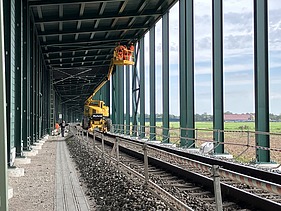 Construction work around the railway track