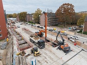U5 Hamburg Lot 2: Aerial view of the building with closed concrete ceiling