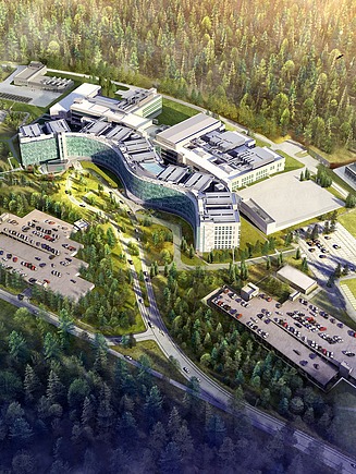 Visualisierung des Campus des US-Hospital Weilerbach aus der Vogelperspektive