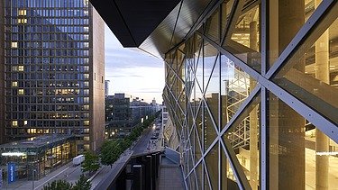 View of the Axel Springer high-rise building from the new Axel Springer building