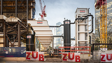 Picture with side view of the construction water purification system