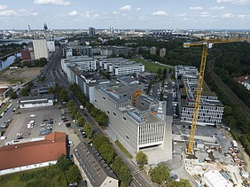 Bird's eye view with Krahn during the construction of the building