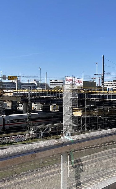 Picture shows a bridge construction site