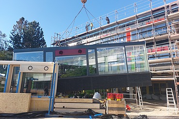 Construction work on the Bauen im Bestand project at the Wertheim vocational school center