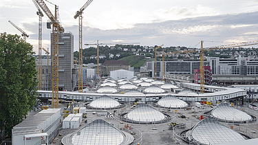 Luftaufnahme der Lichtauge des neuen Tiefbahnhofs S21