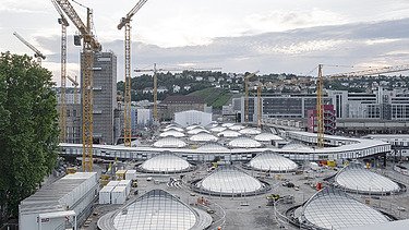 Luftaufnahme der Lichtauge des neuen Tiefbahnhofs S21