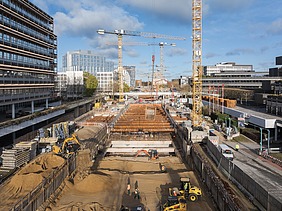 U5 Hamburg Los 1: Luftaufnahme des Baus