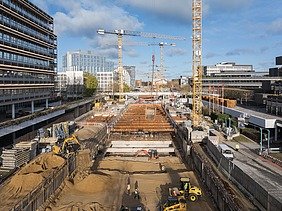 U5 Hamburg Los 1: Luftaufnahme des Baus