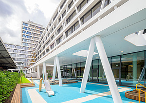 Outdoor area of the daycare center within an office building