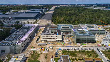 Bird's eye view of the construction site and the entire school centre site