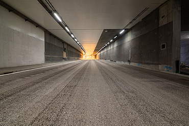 Photo of a roadway of a tunnel