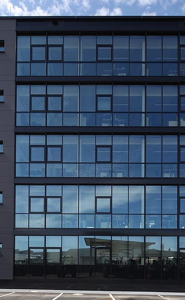 Exterior view of the AGCO GmbH office building extension in Marktoberdorf
