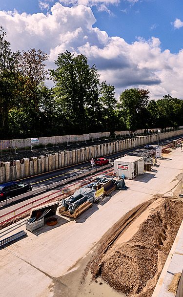 Construction site for the Trog Mauritz transport routes in Münster