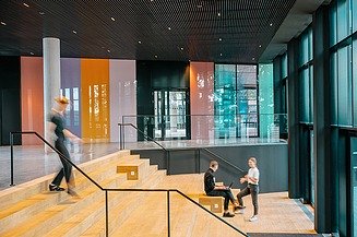 Interior view of the Westend Offices office building in Berlin