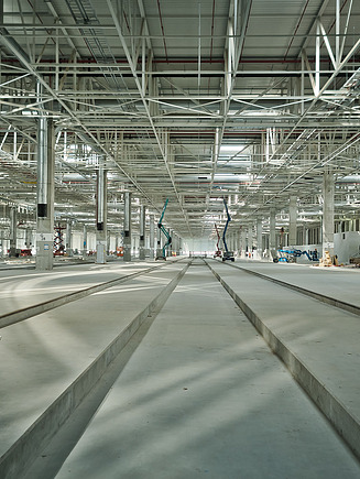 Interior photo of the VW plant in Wrzesnia, Poland