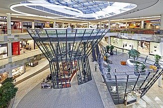 Photo of the interior of the MILANEO shopping centre in Stuttgart