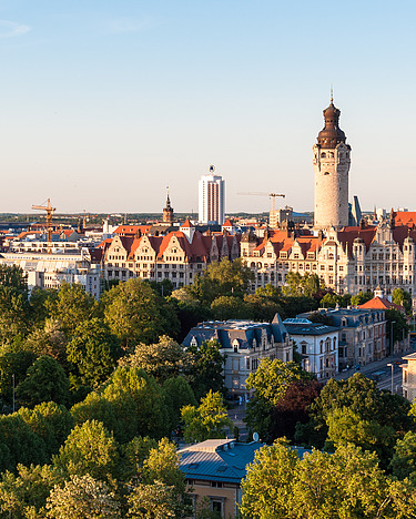 Foto Blick auf das Panorama der Stadt Leipzig