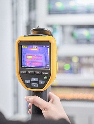 Thermal imaging camera in operation inside a building