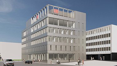 Foto Fassaden-Perspektive Südost Interimsgebäude am Hauptbahnhof