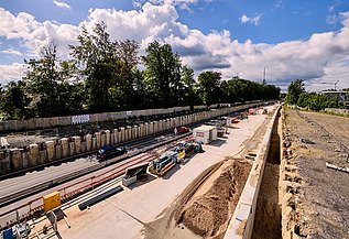 Baustelle der Verkehrswege Trog Mauritz in Münster