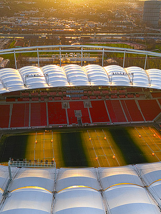 Außenansicht des Fußballstadions MHP in Stuttgart