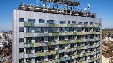Exterior view of the building and the balconies