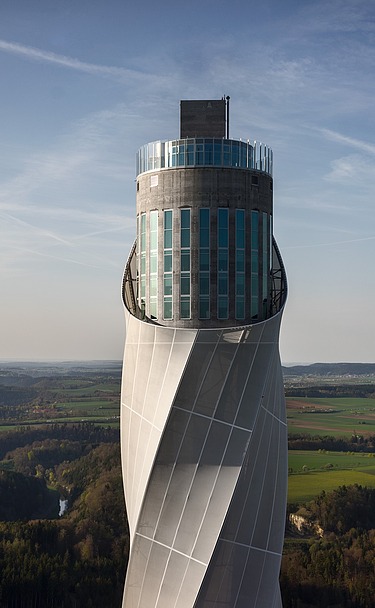 The TK Elevator Test Tower in Rottweil, view of the visitor platform