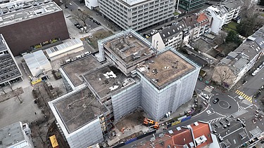 Drohnenaufnahmen des Bauen im Bestand-Projektes Zentralbibliothek Köln