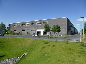 Back of the Orafol Hall 11 in Oranienburg