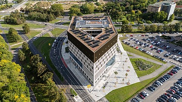 Aerial view of the top of the new administration center - Stadtforum Dresden