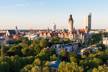 Foto Blick auf das Panorama der Stadt Leipzig