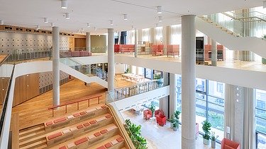 Interior view of an office building with a large open space