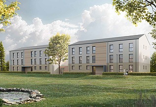 Visualisierung eines Wohngebäudes in Holz-Hybridbausweise in Landshut