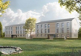 Visualisierung eines Wohngebäudes in Holz-Hybridbausweise in Landshut