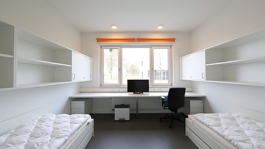 Photo Interior view of a sleeping accommodation of the riot police in Königsbrunn